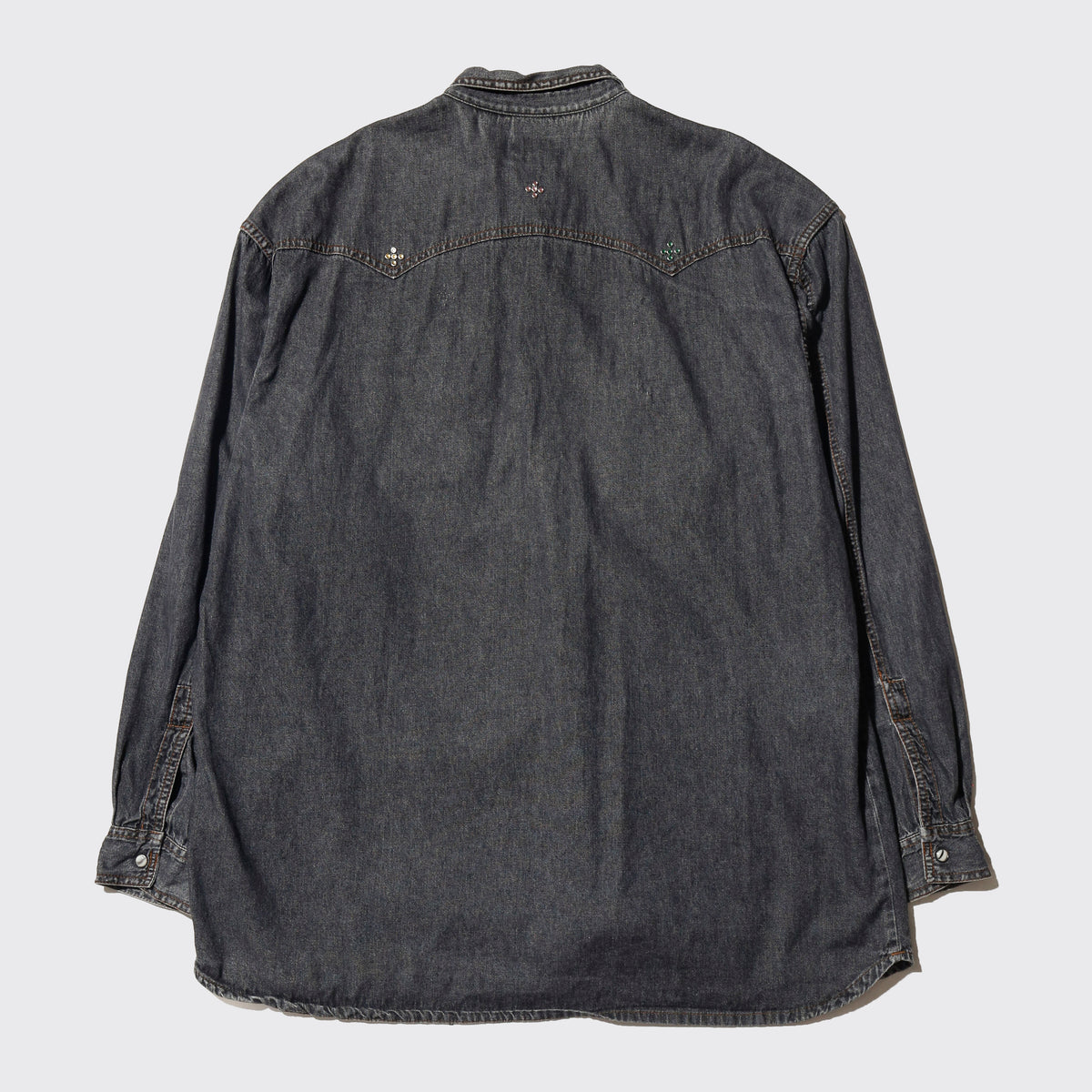 *one-off crystal studs dungaree shirt