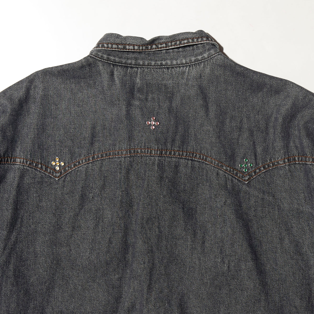 *one-off crystal studs dungaree shirt