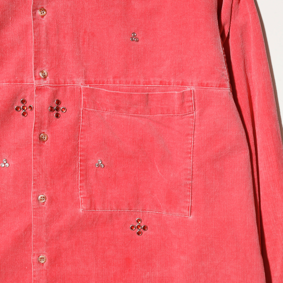 *one-off cross crystal studs corduroy shirt