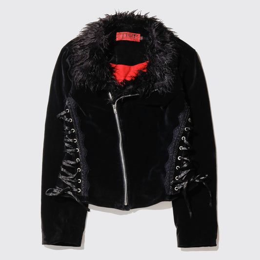 vintage tripp nyc fur collar velvet jacket
