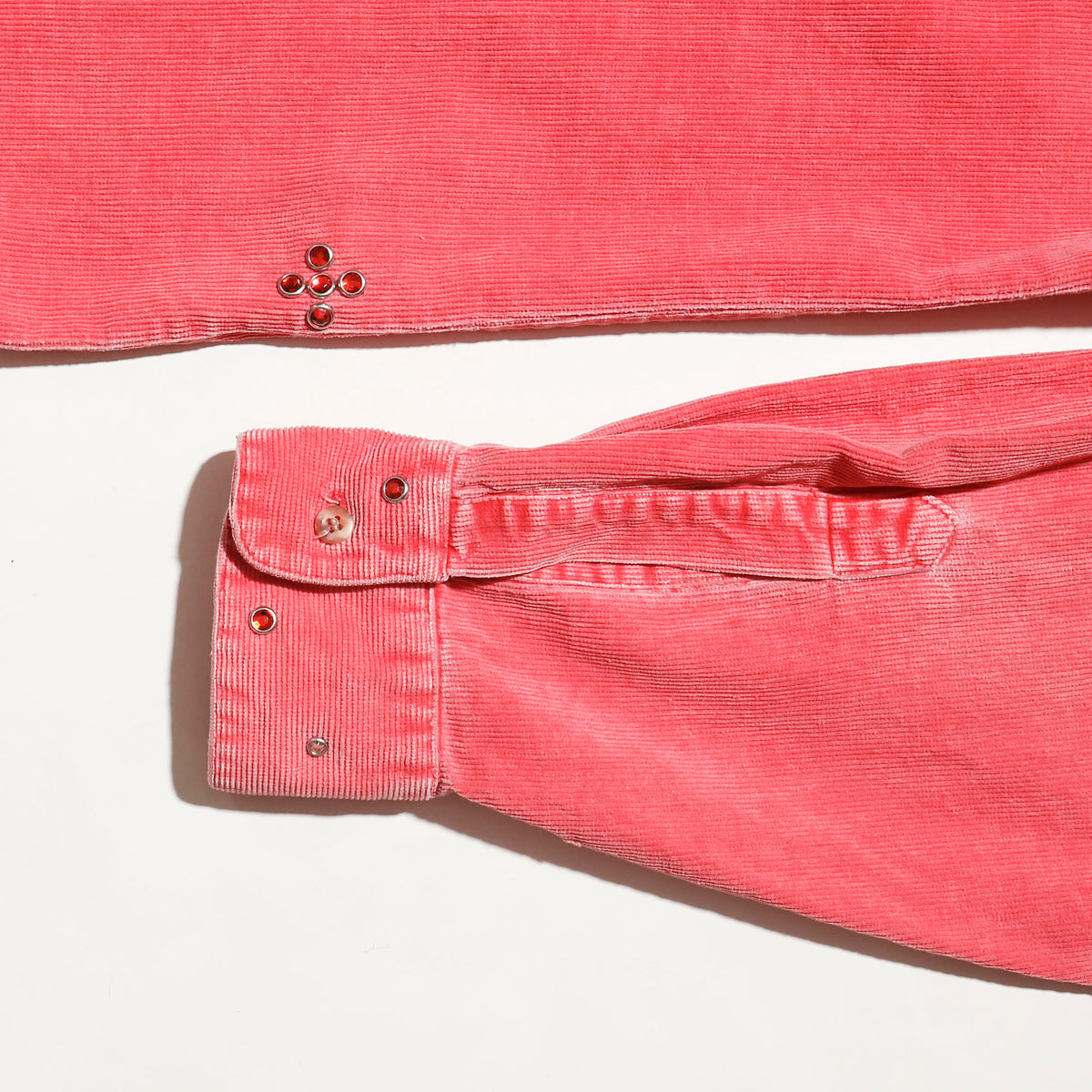 *one-off cross crystal studs corduroy shirt