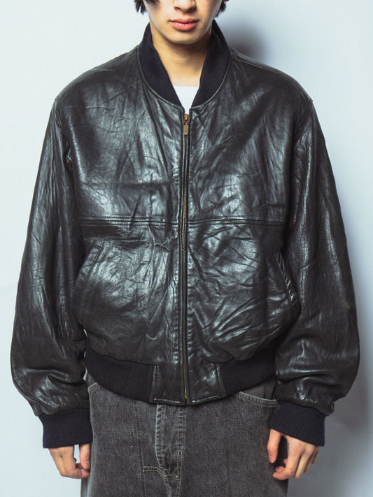 vintage leather bomber jacket