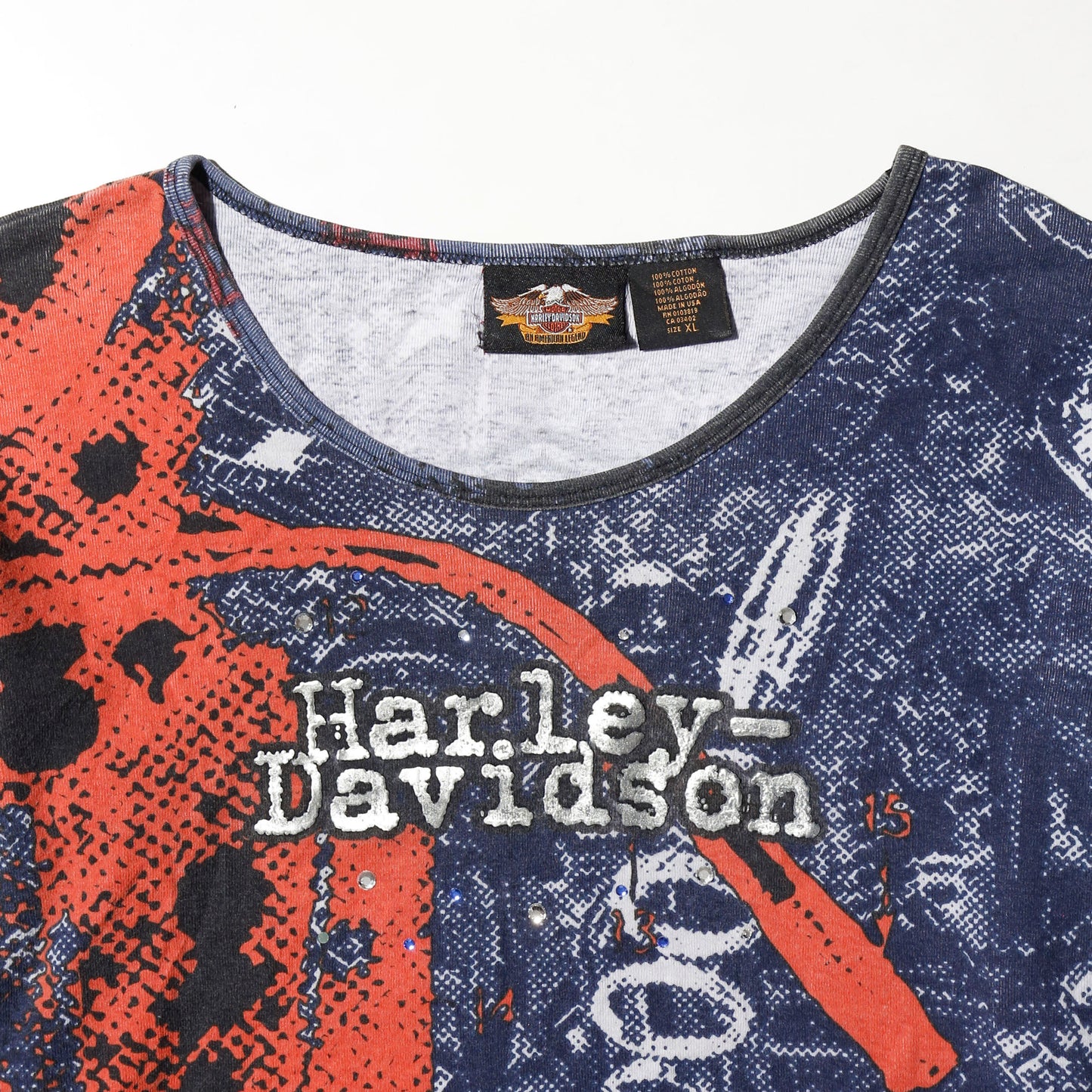 vintage 00's harley-davidson cropped syndrome l/s cut sew