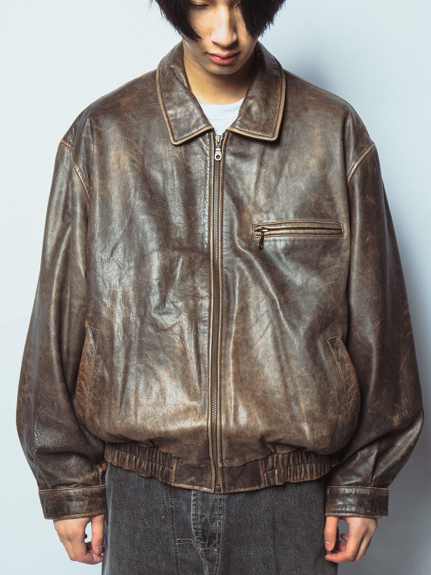 vintage faded leather jacket