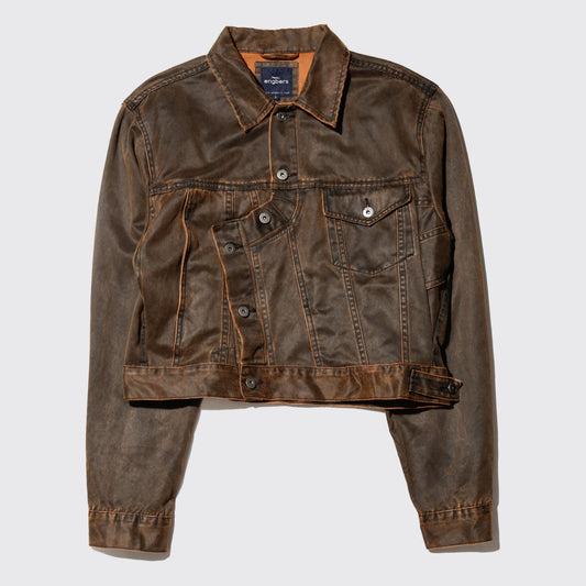 *one-off unbalance coating trucker jacket