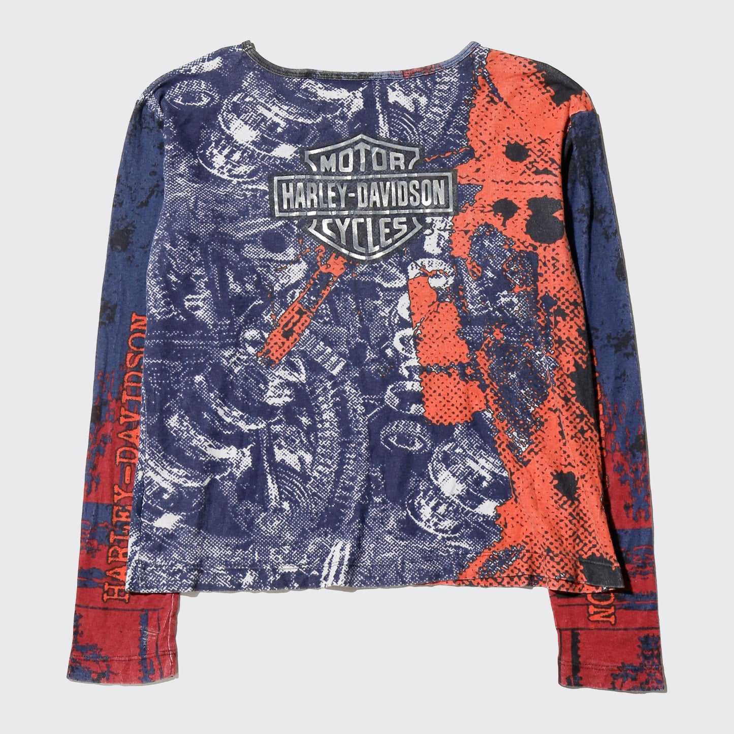 vintage 00's harley-davidson cropped syndrome l/s cut sew