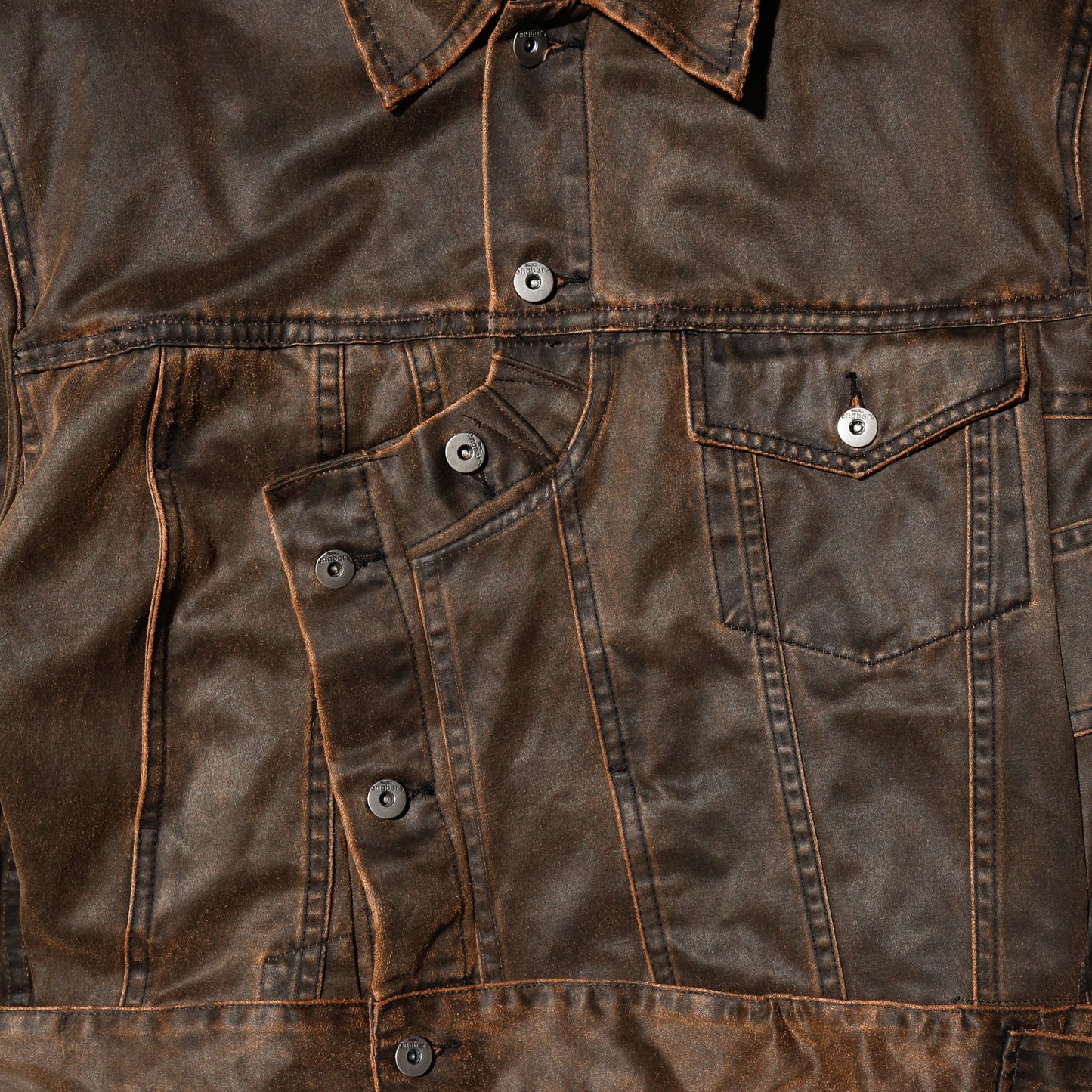 *one-off unbalance coating trucker jacket
