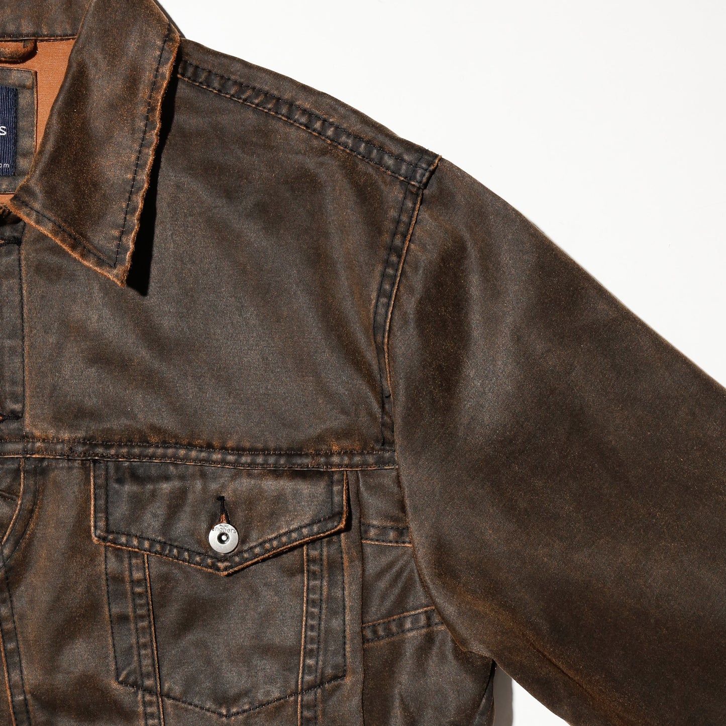*one-off unbalance coating trucker jacket