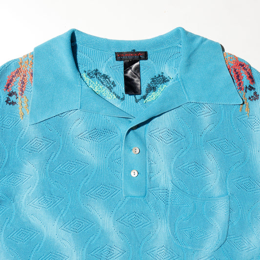 vintage resort pointelle knit polo h/s
