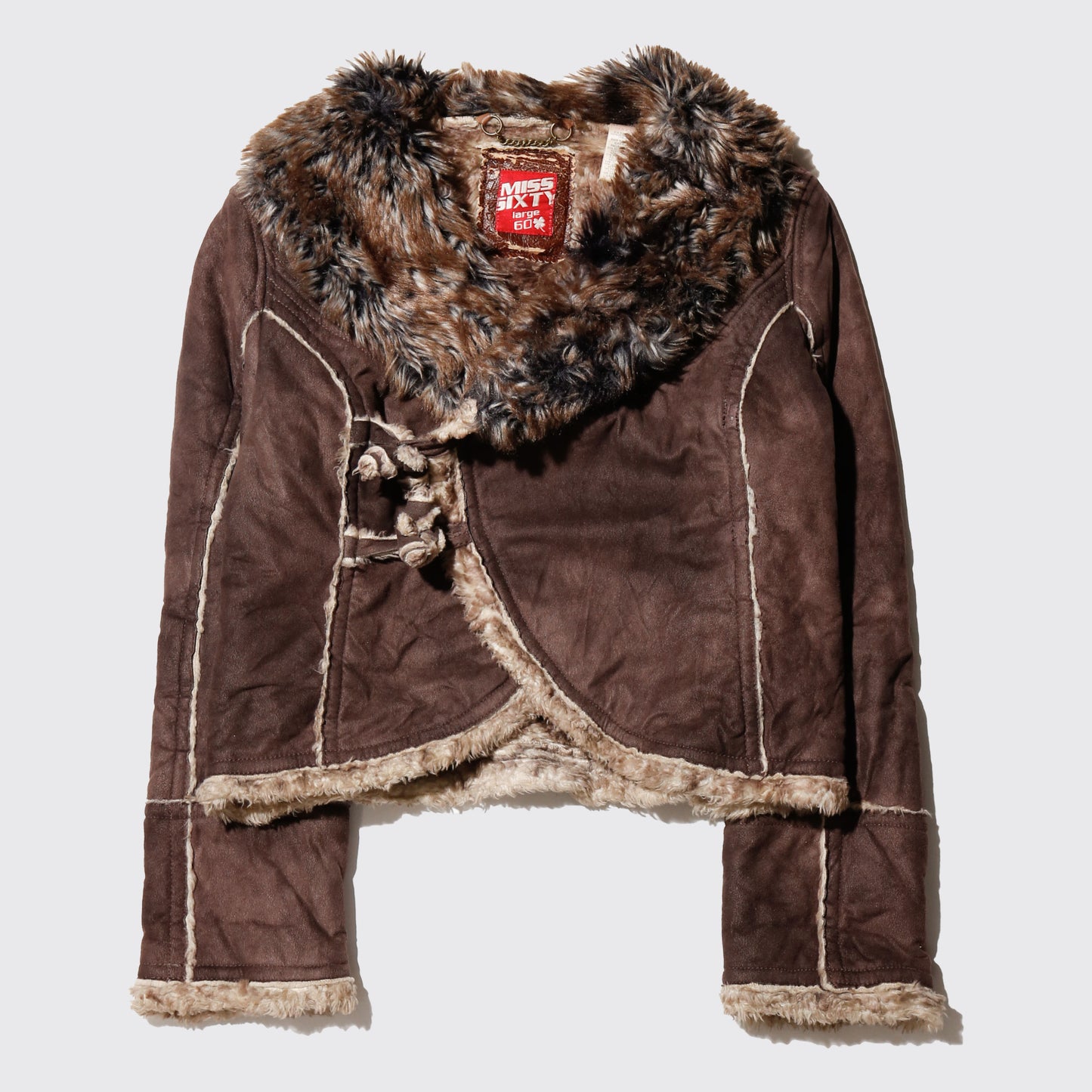 vintage miss sixty cropped faux fur jacket