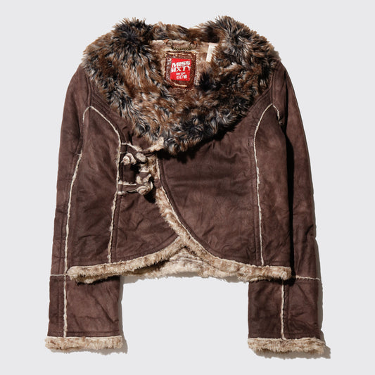 vintage miss sixty cropped faux fur jacket