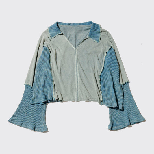 vintage cropped hybrid flare sleeve pullover