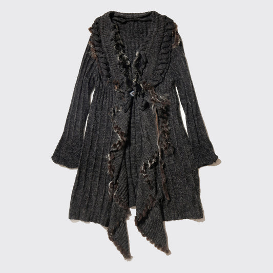 vintage ruffle cable knit dress cardigan