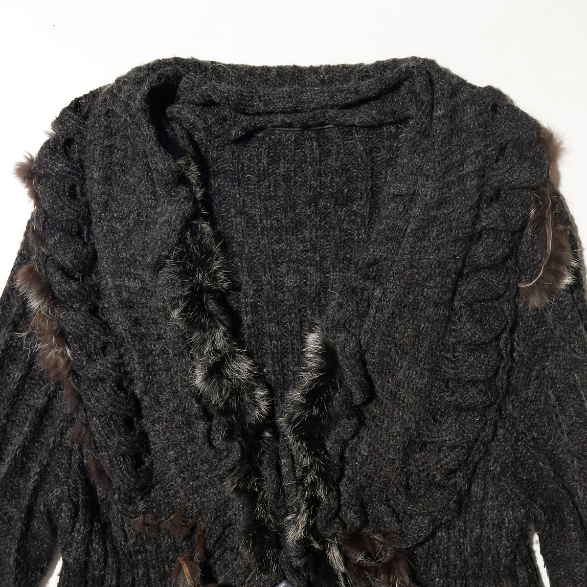 vintage ruffle cable knit dress cardigan