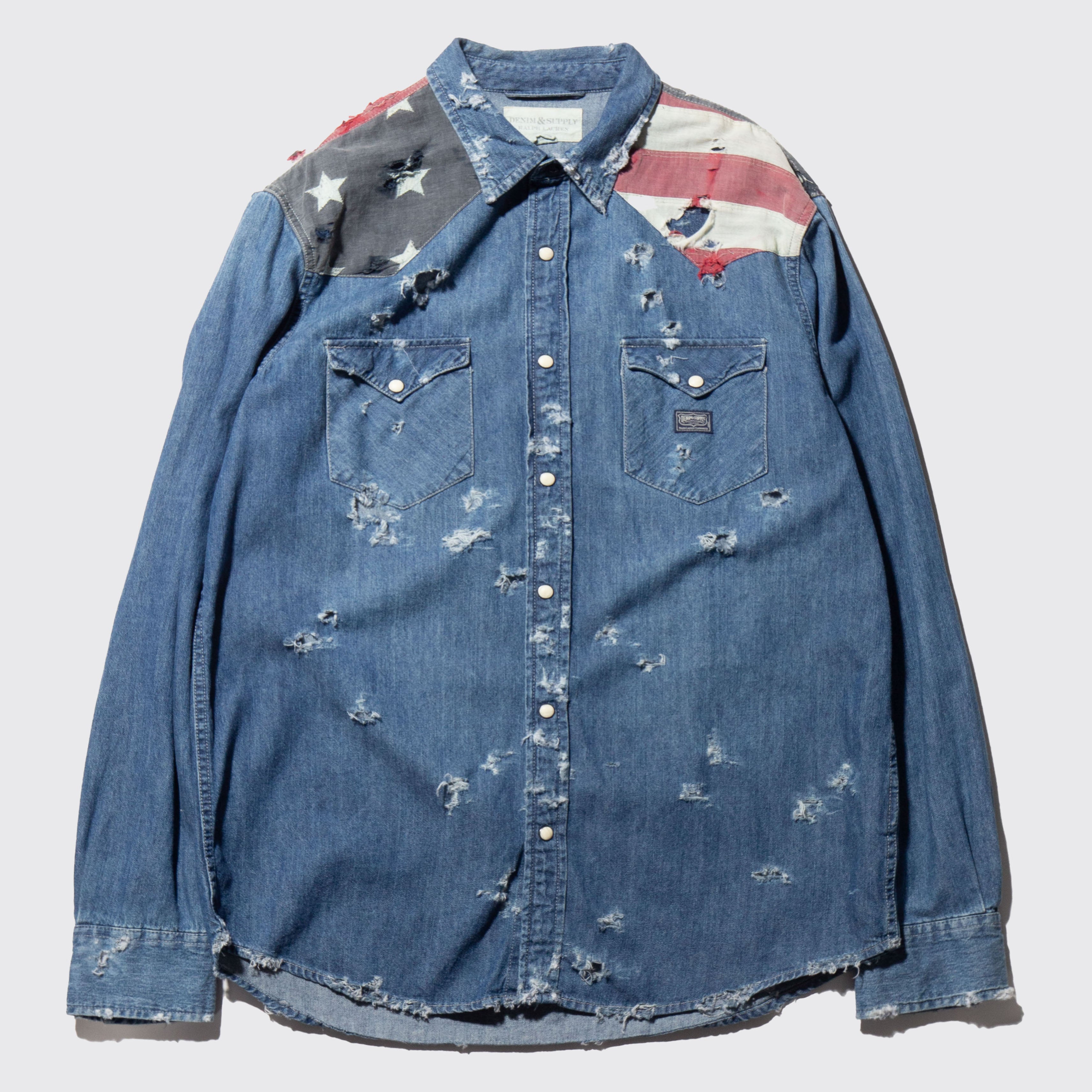 vintage ralph lauren broken flag denim shirt – NOILL