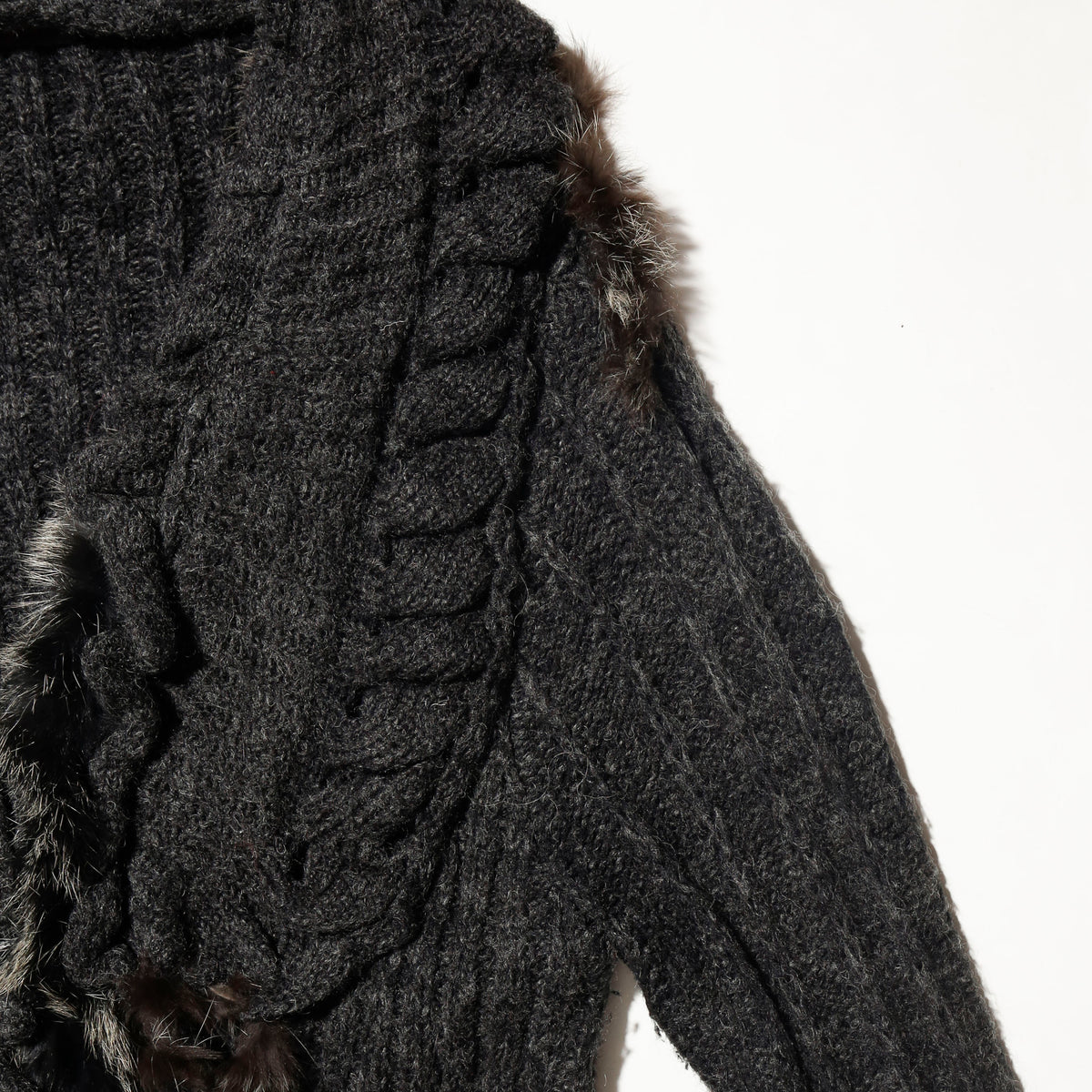 vintage ruffle cable knit dress cardigan