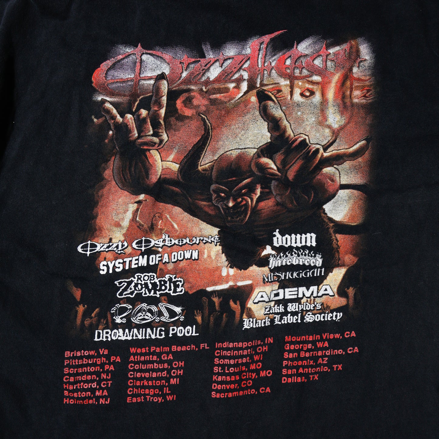 vintage 2002's Ozzfest t-shirt , ozzy osbourne/system of a down/rob zombie etc.