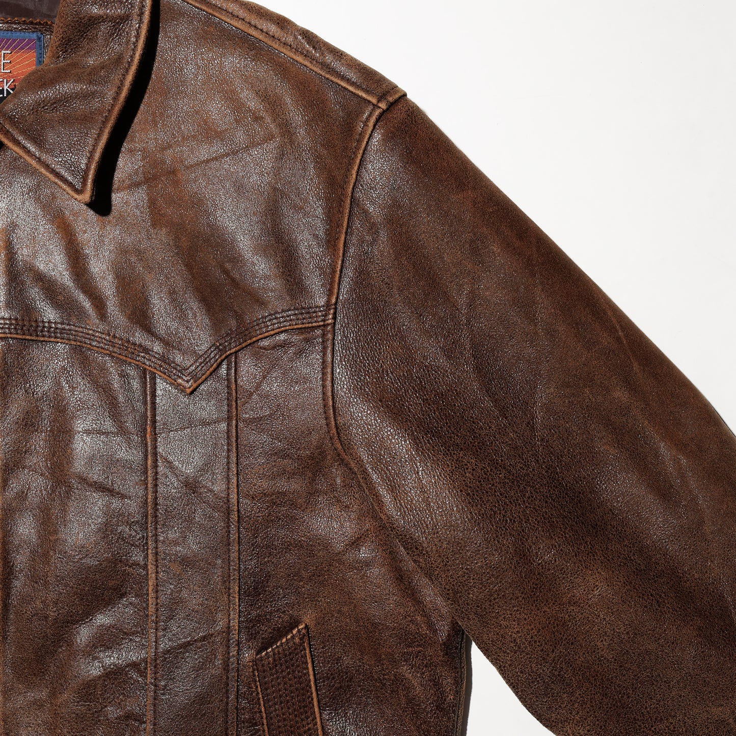 vintage fadded western leather jacket