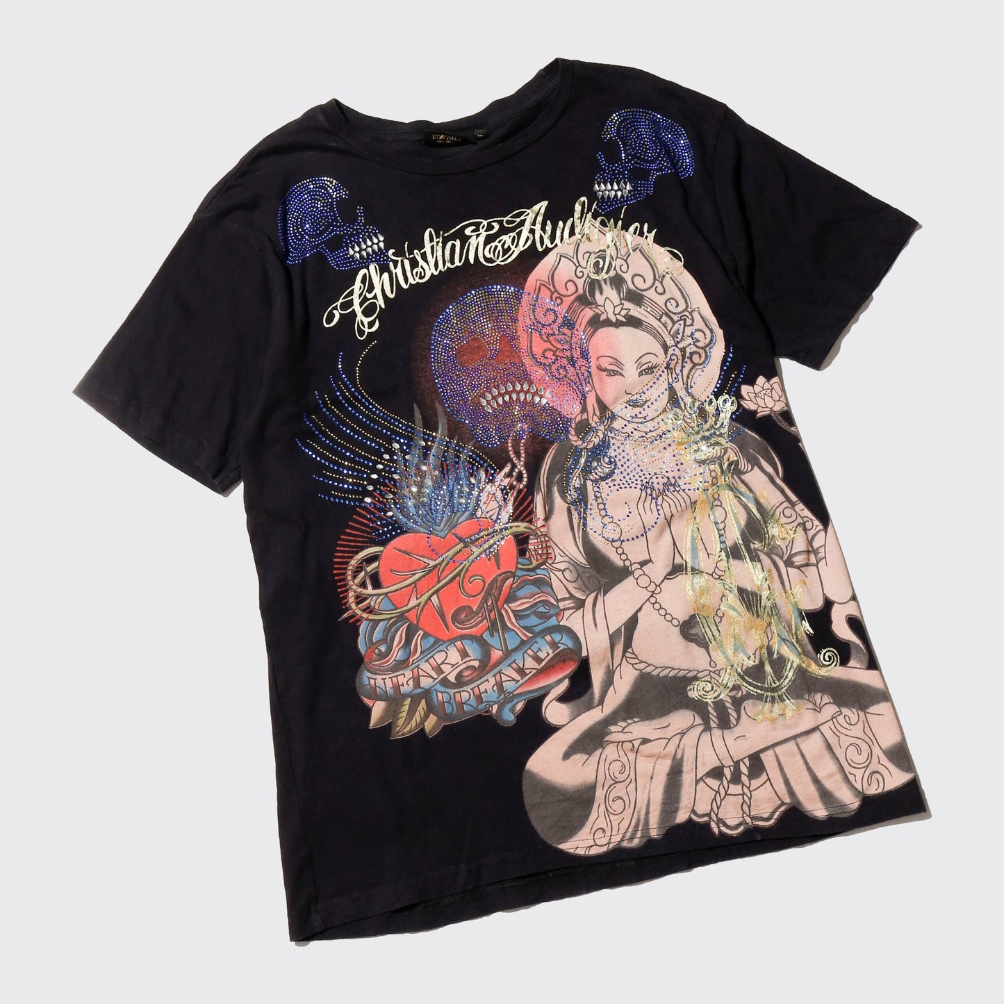 vintage 00's christian audigier bijou kannon tatoo t-shirt