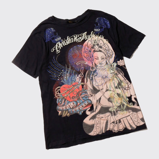 vintage 00's christian audigier bijou kannon tatoo t-shirt