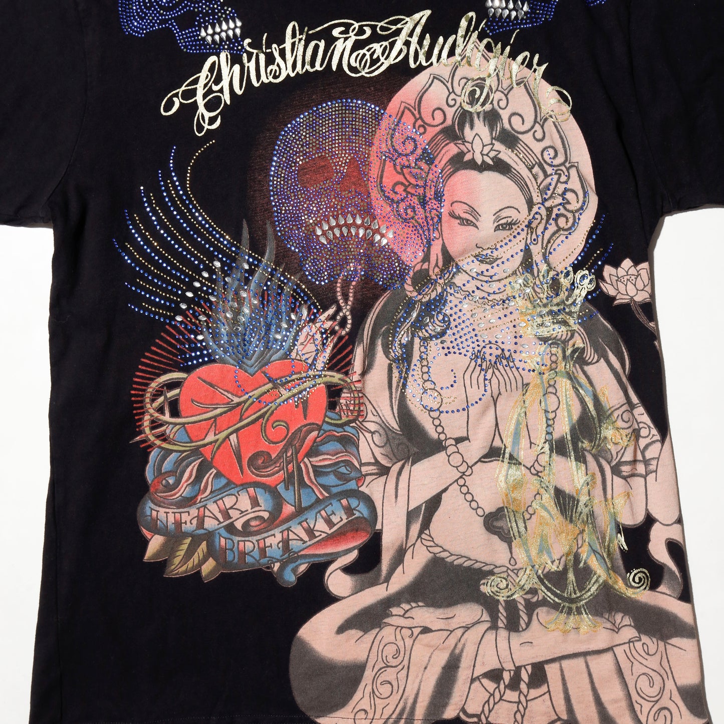 vintage 00's christian audigier bijou kannon tatoo t-shirt