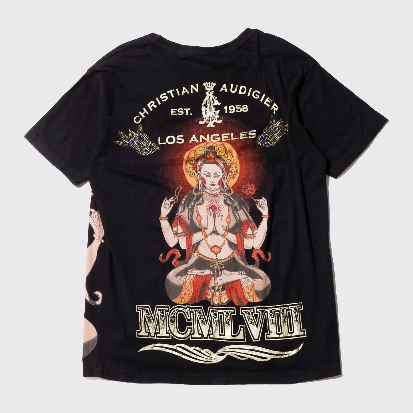 vintage 00's christian audigier bijou kannon tatoo t-shirt