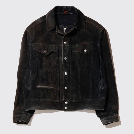 vintage dust suede leather trucker jacket