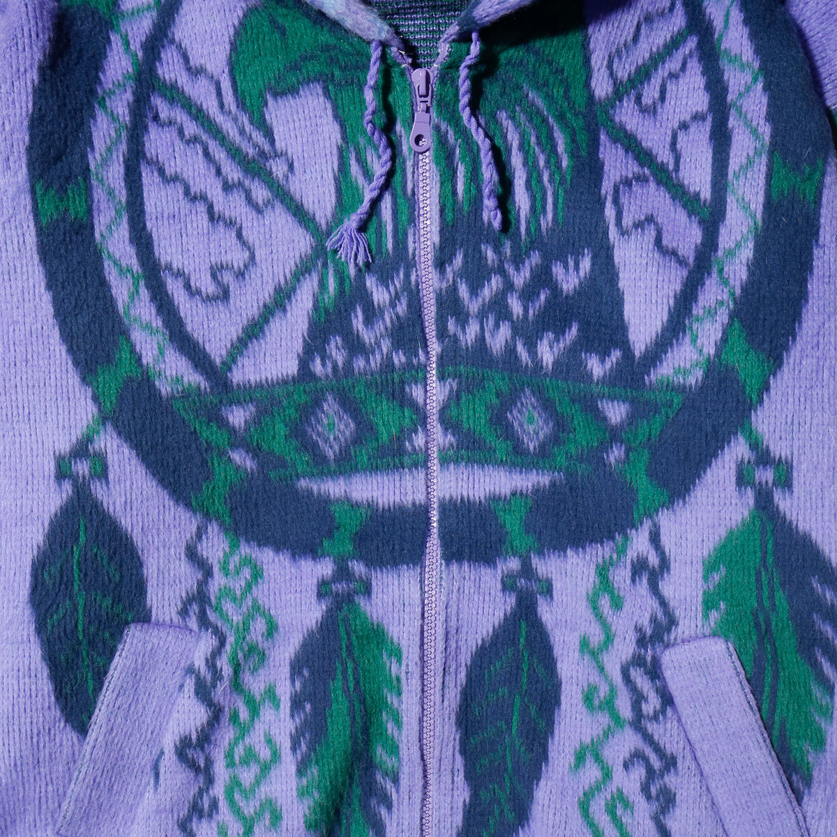 vintage eagle dreamcatcher ecuador knit hoodie