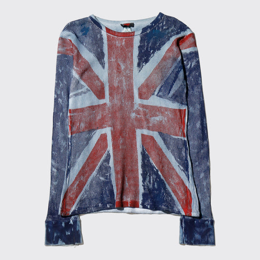 vintage distressed union jack thermal l/s