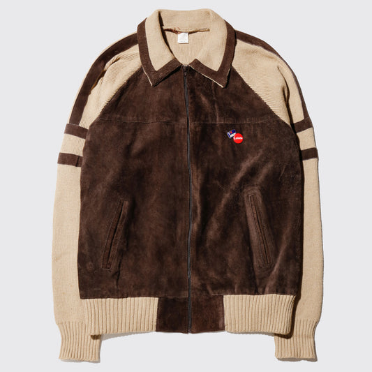 vintage suede combi knit jacket