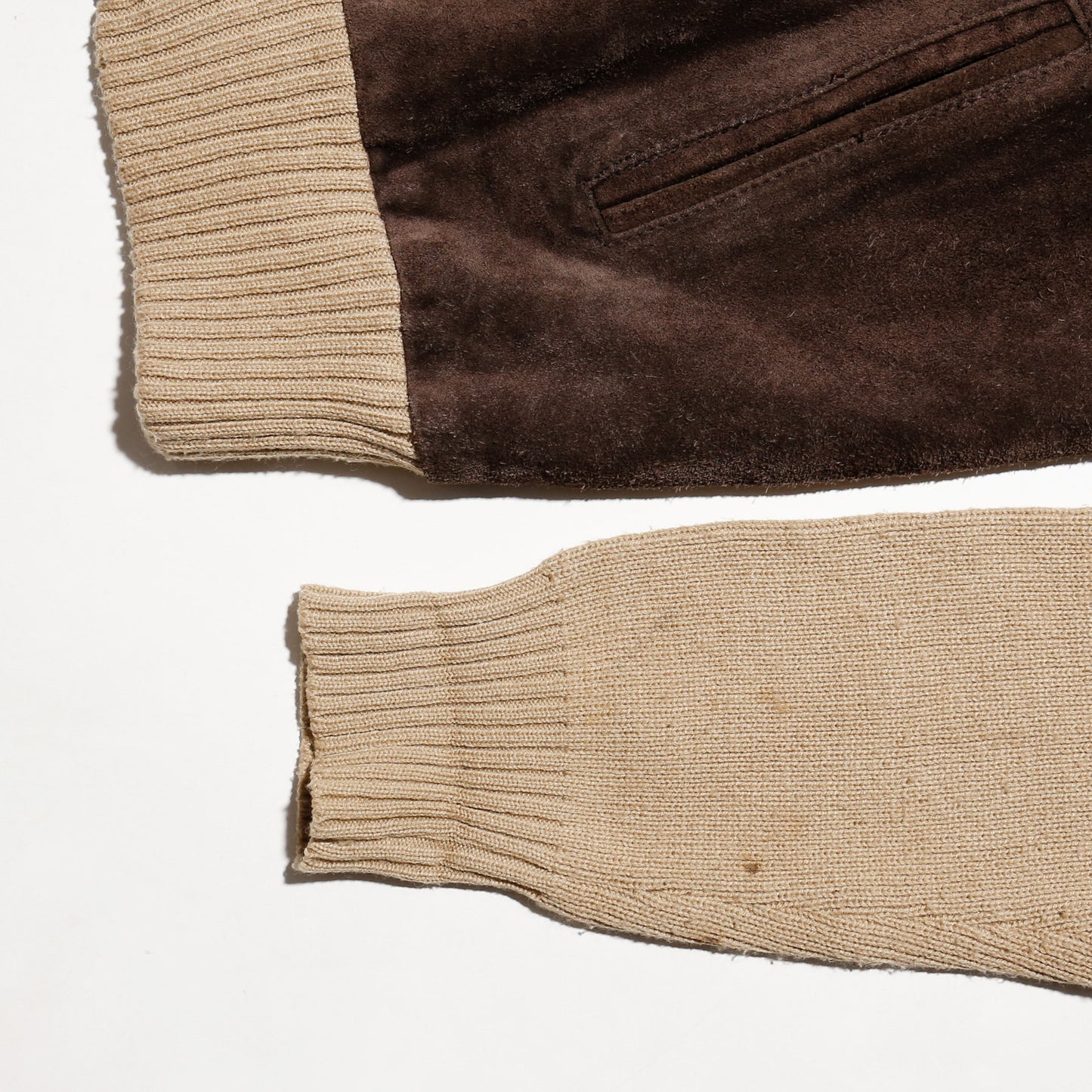 vintage suede combi knit jacket