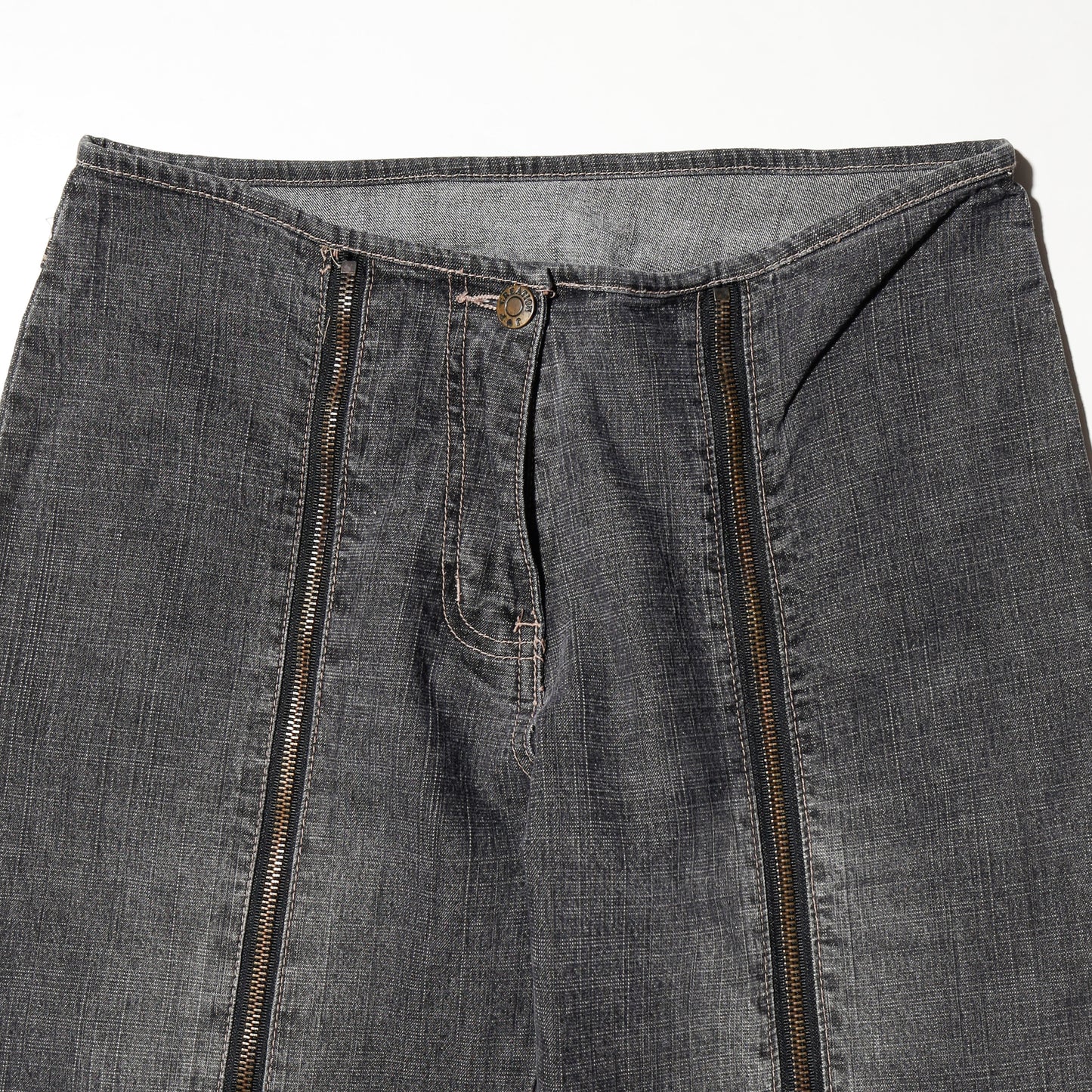 vintage low rise center zip flare jeans