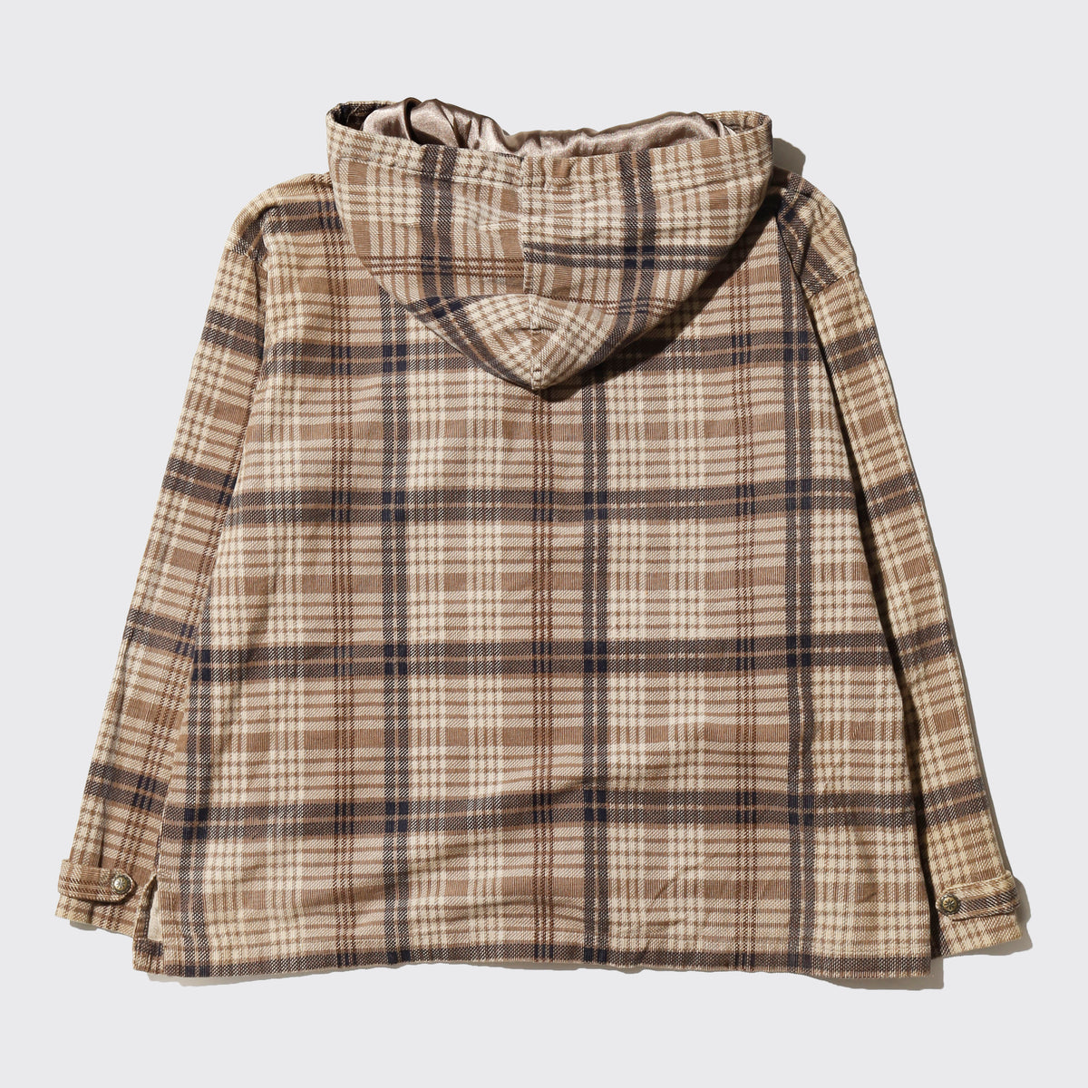 vintage textured check hoodie, with copper badge