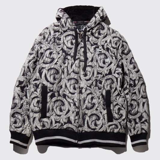 vintage jacquard loose zipped hoodie