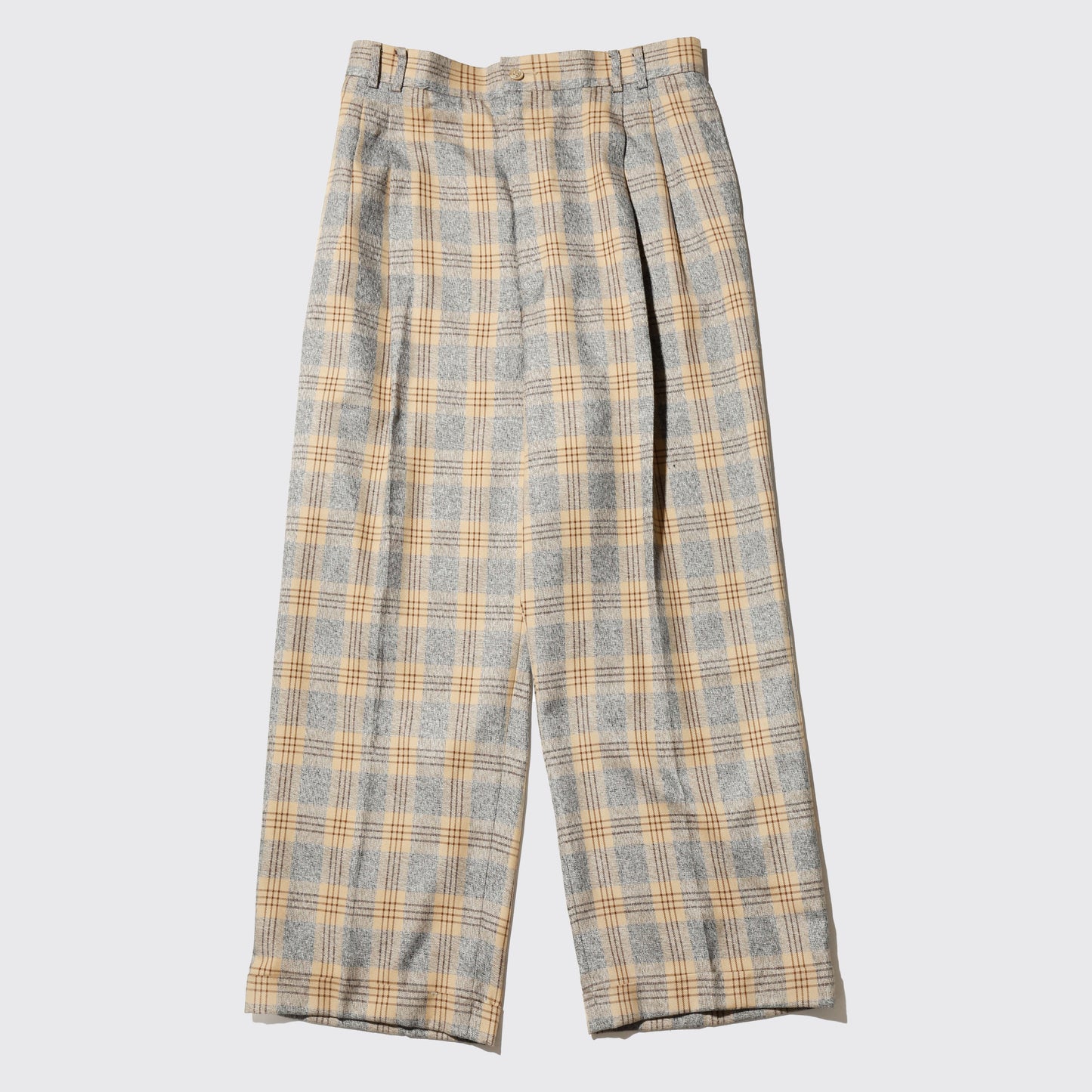 vintage check tucked wide slacks