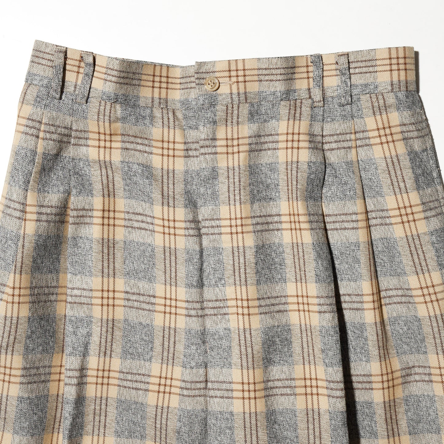 vintage check tucked wide slacks