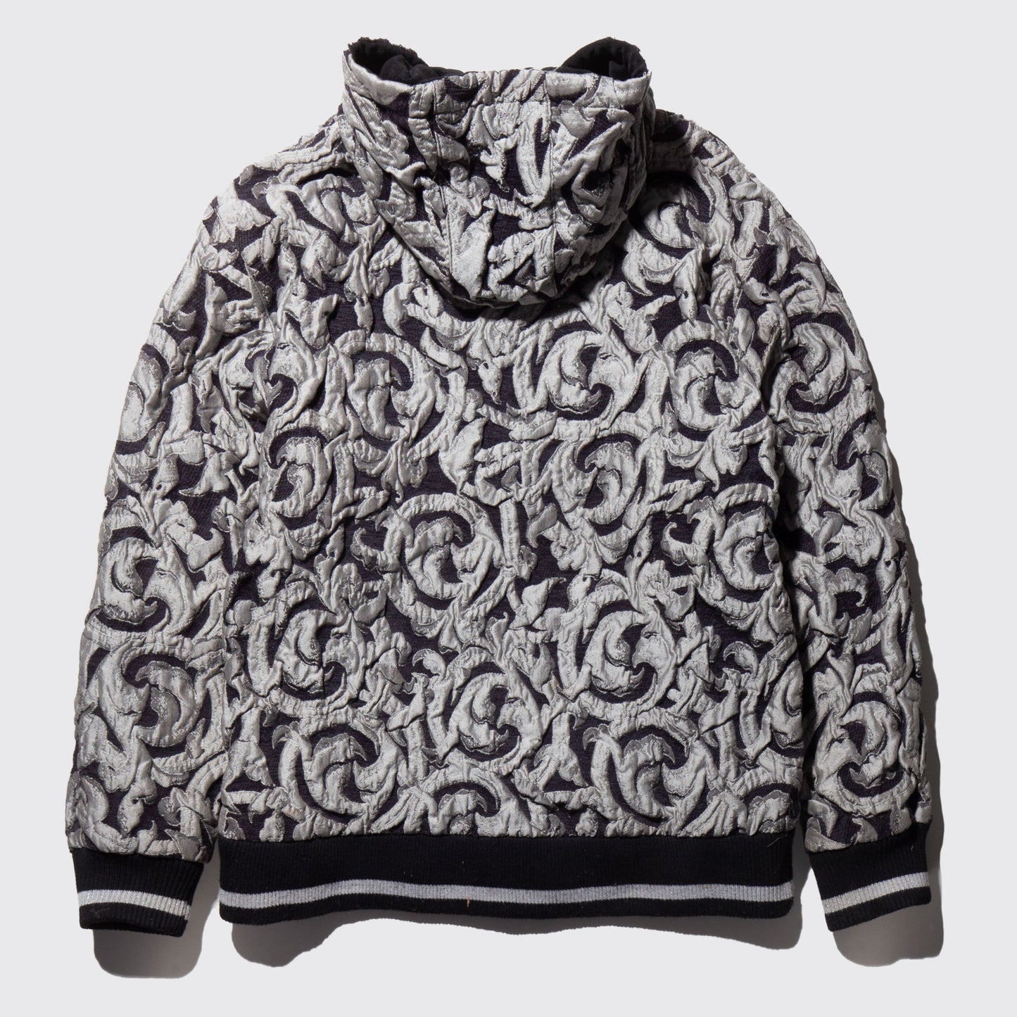vintage jacquard loose zipped hoodie
