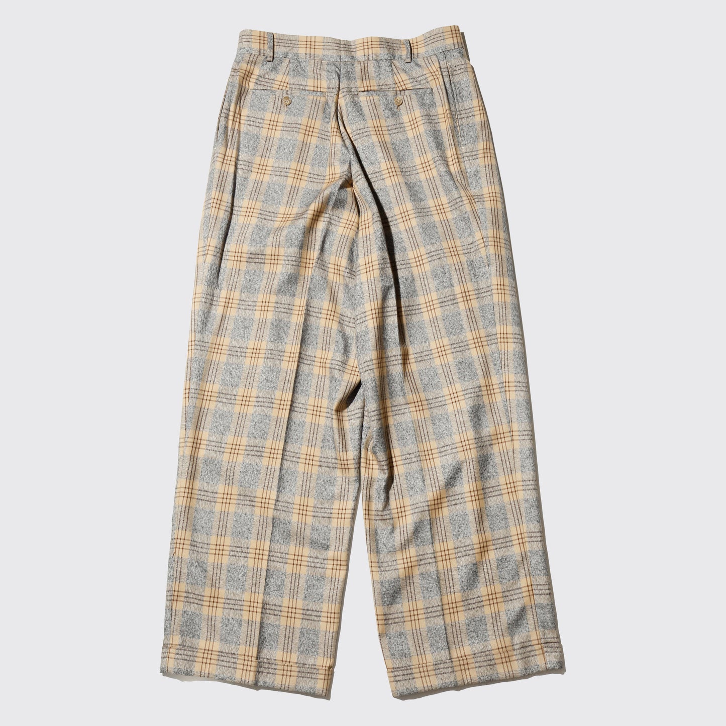 vintage check tucked wide slacks