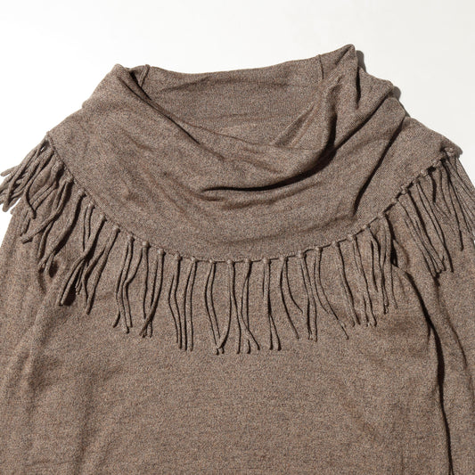 vintage shawl collar tassel fringe sweater