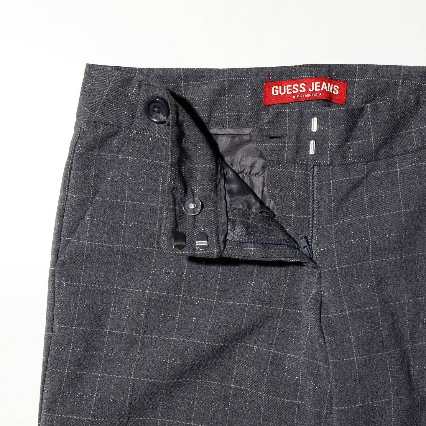 vintage 90's guess jeans low rise lame check flare slacks