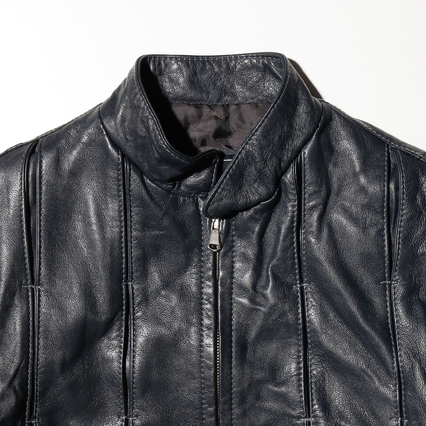 vintage cropped cuffs strapped pleats leather jacket