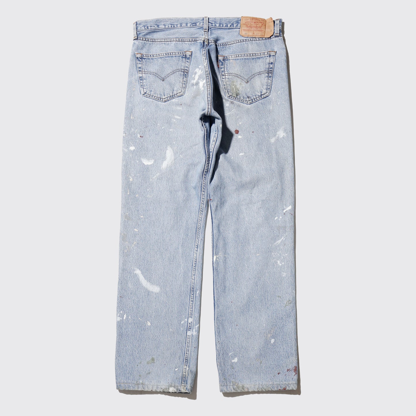 *one-off levi's 501 repaired straight jeans