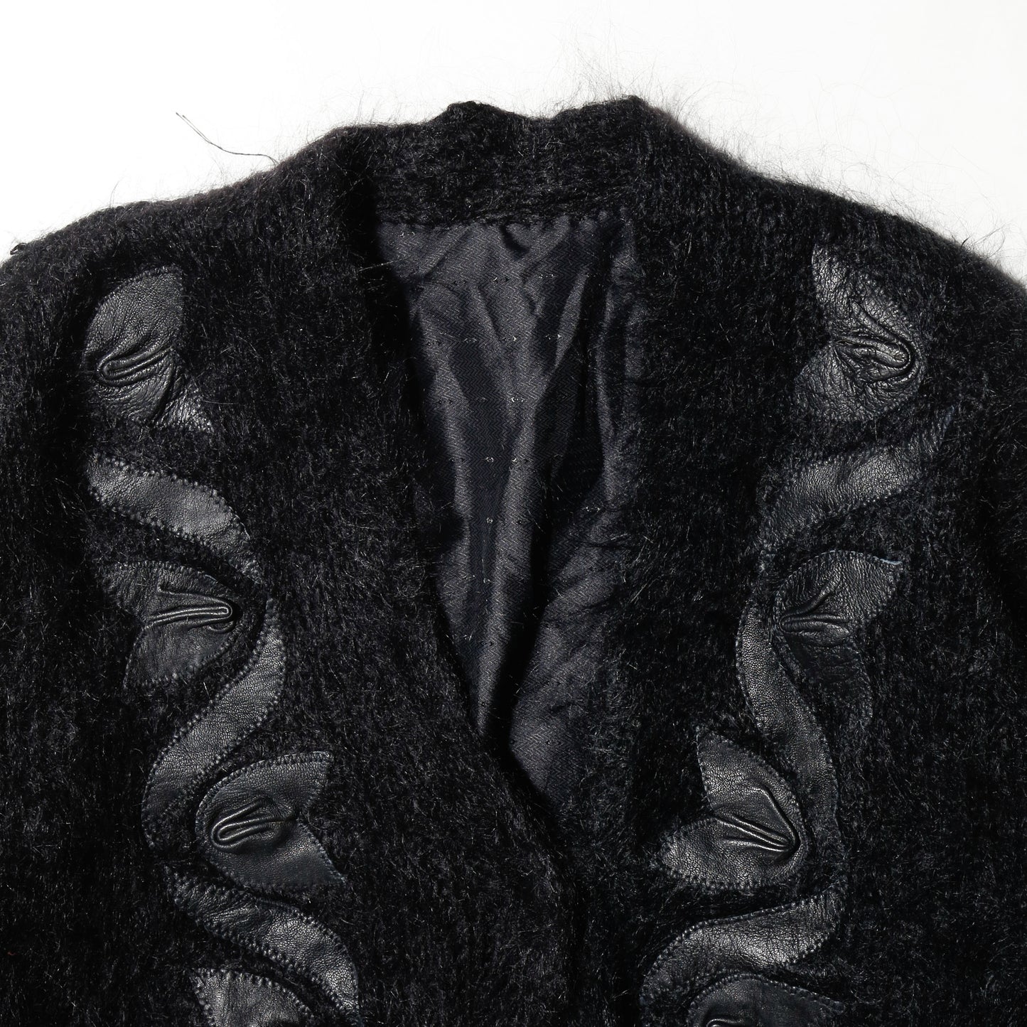 vintage floral leather applique mohair cardigan