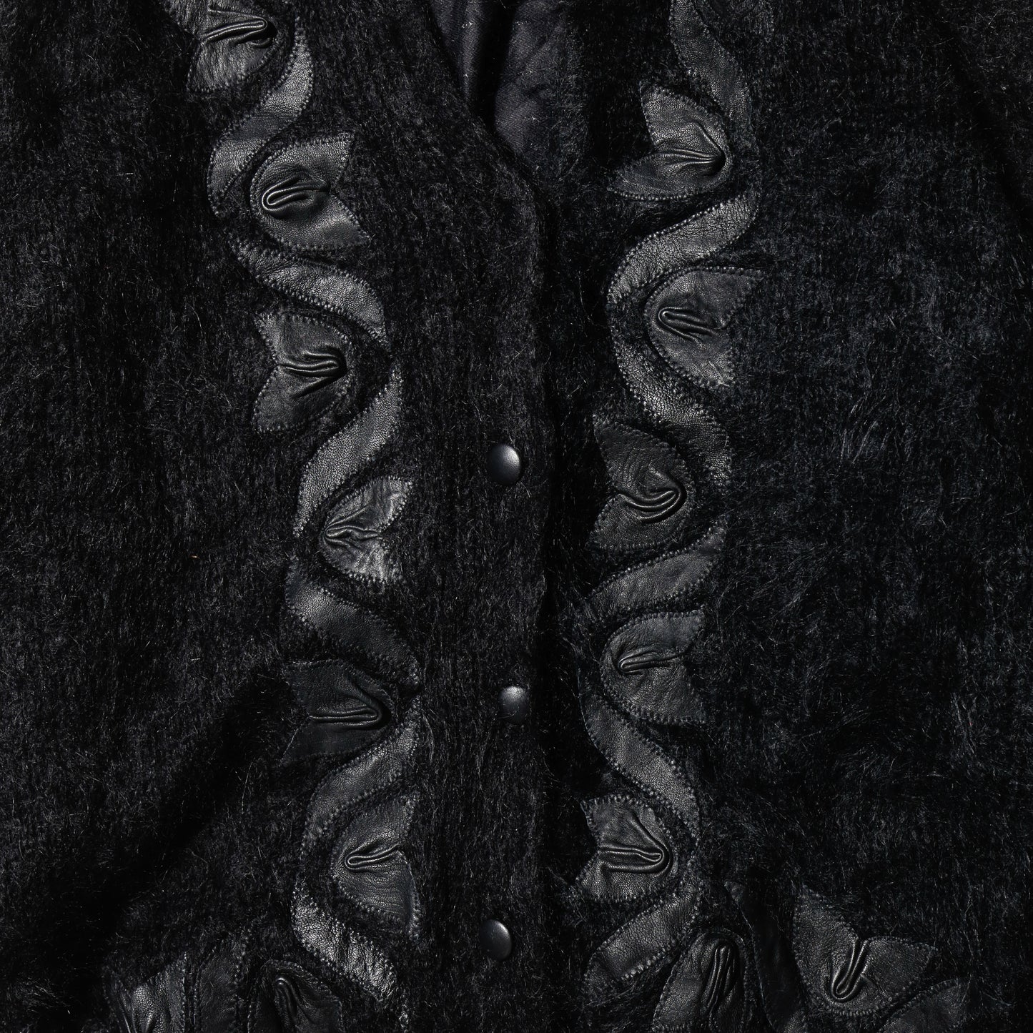 vintage floral leather applique mohair cardigan