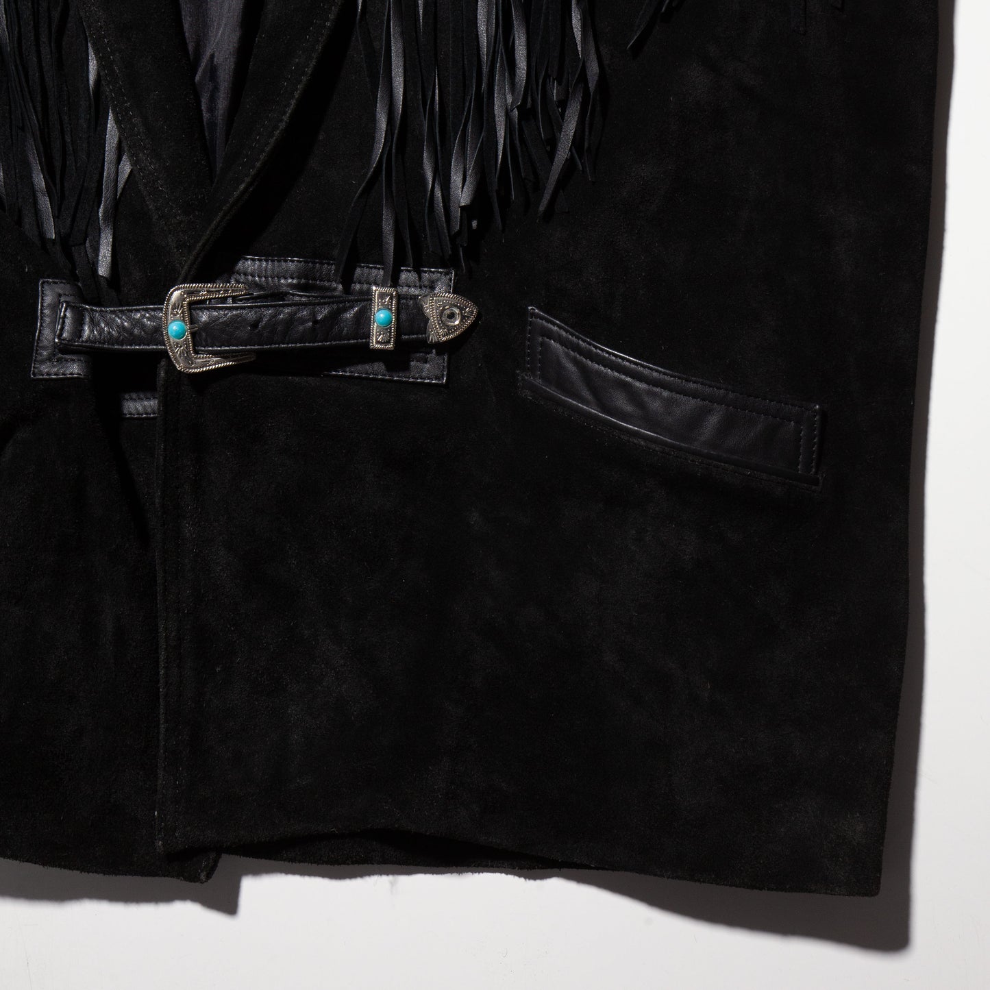 vintage leather combi fringe western jacket