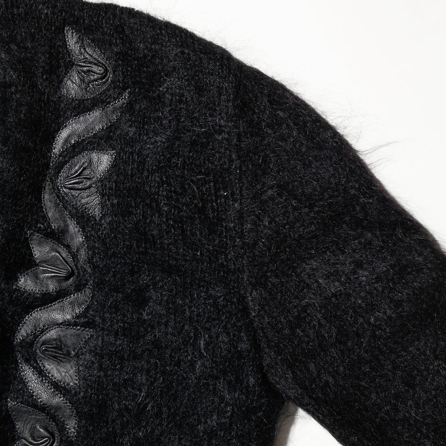 vintage floral leather applique mohair cardigan
