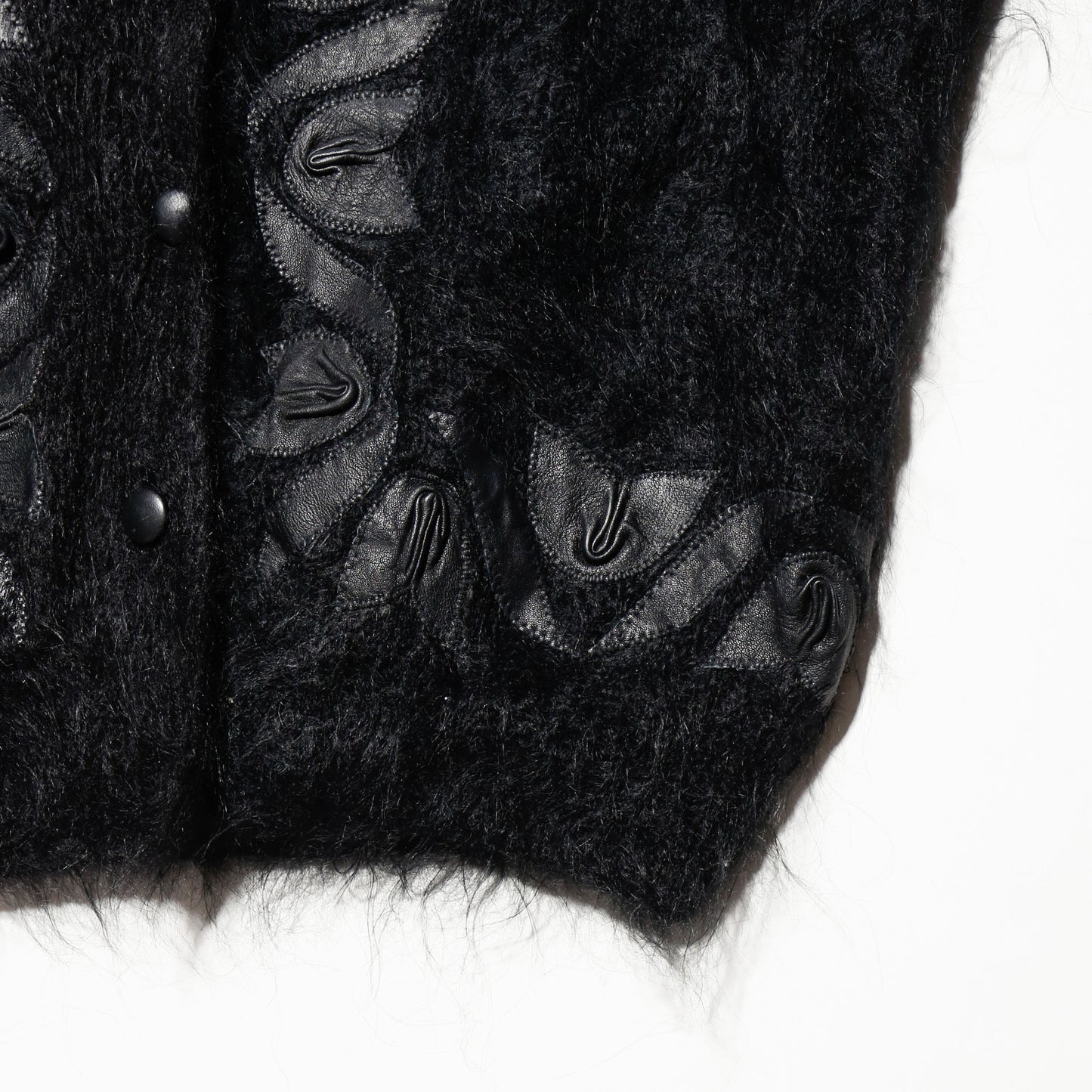 vintage floral leather applique mohair cardigan