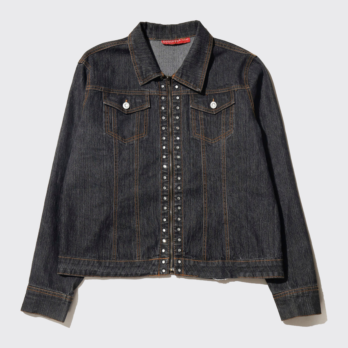 vintage cropped rhinestone truker jacket