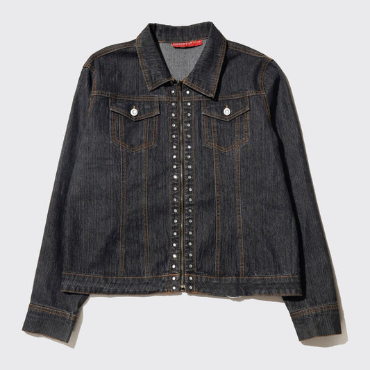 vintage cropped rhinestone truker jacket