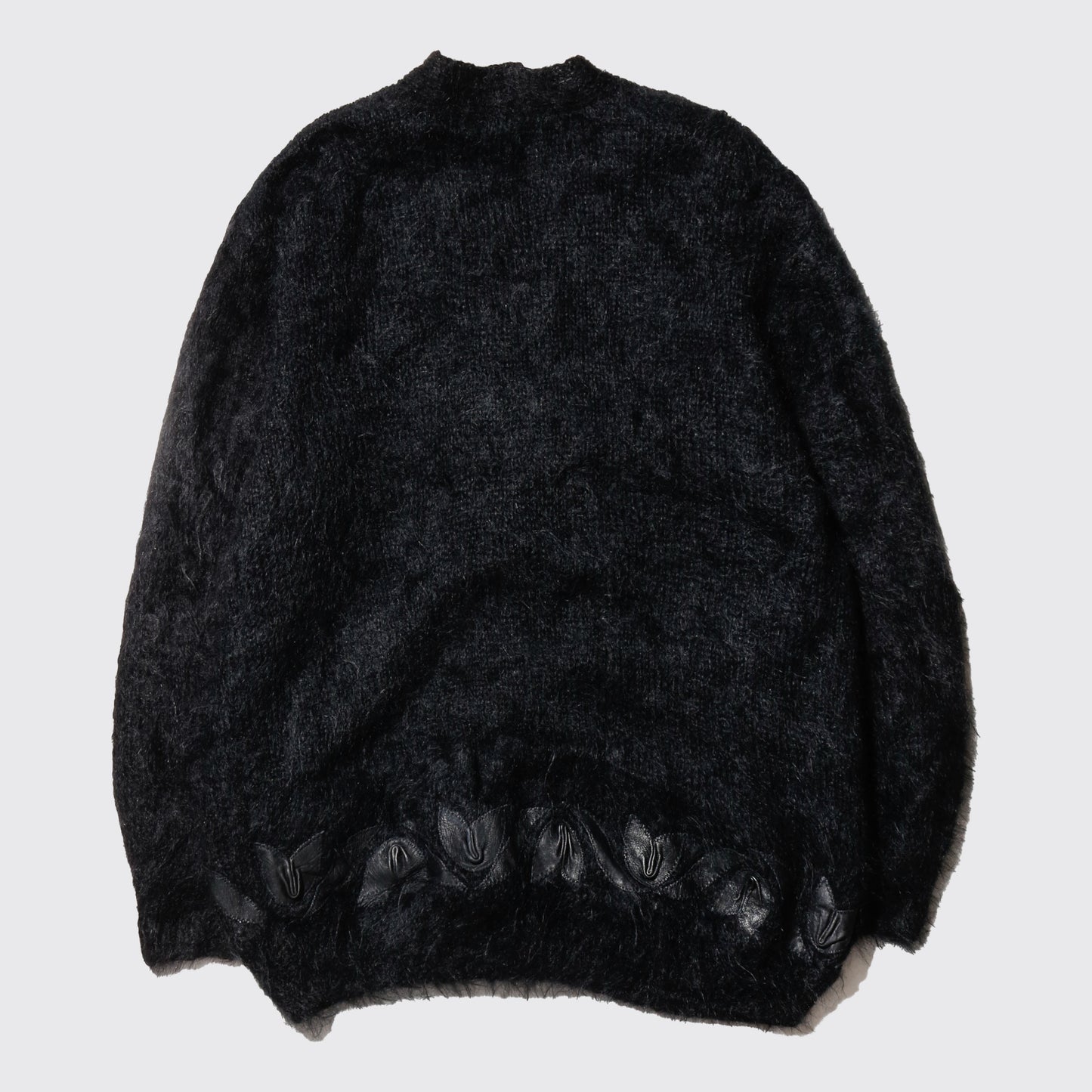 vintage floral leather applique mohair cardigan